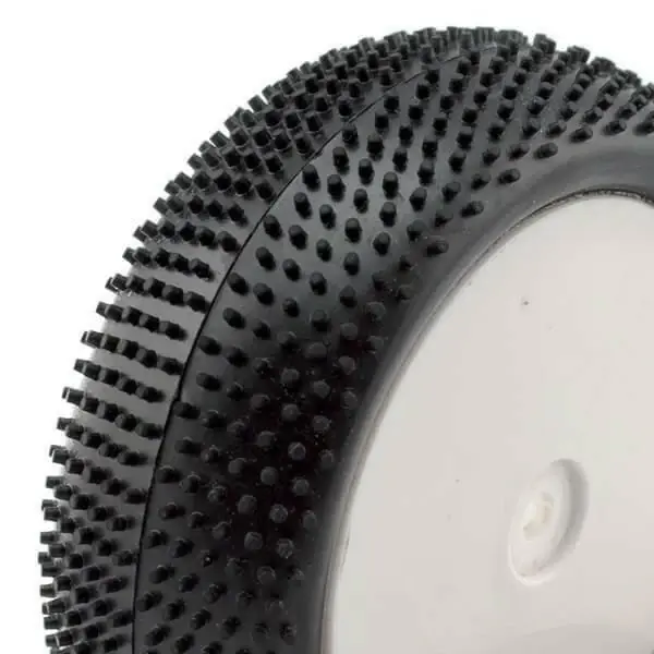 Top Vente 2 pneus et jantes avant Buggy 1/10, mini picots (85x35mm) - Hobbytech HTR-T427