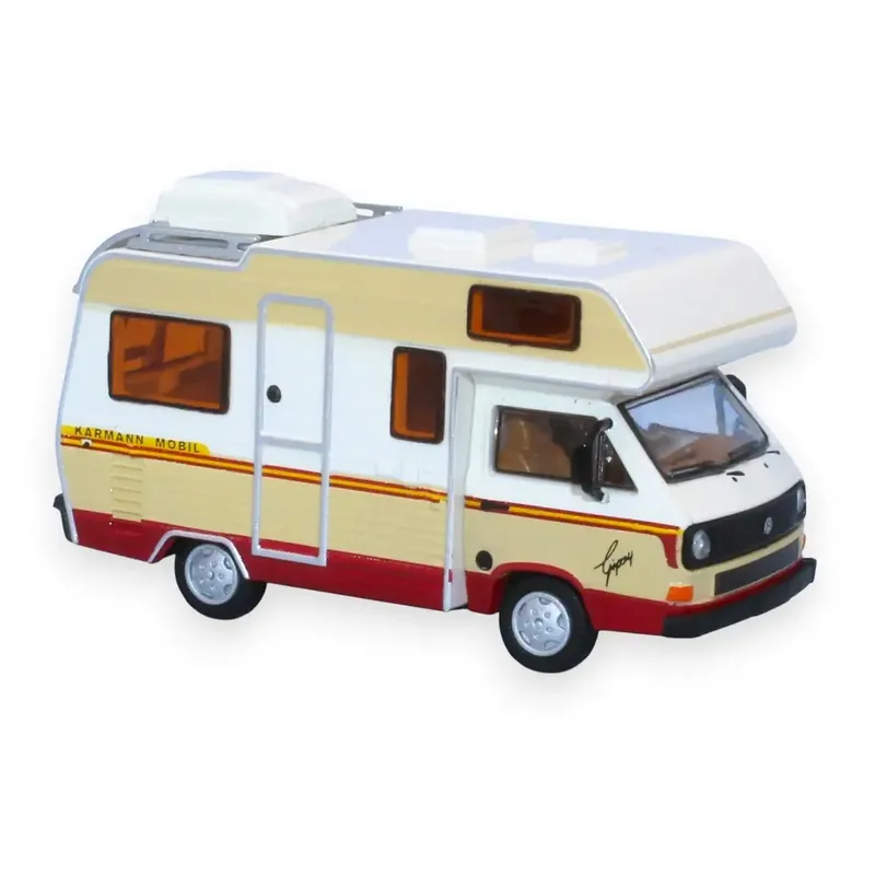VW T3 Gipsy camping car, blanc/beige clair/rouge, 1983 - Brekina 33976 - HO 1/87 Meilleur Choix