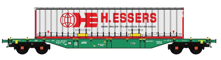 WAGON PORTE CONTENEURS SGNS + CONTENEUR H.ESSERS LINEAS (A RESERVER) Soldes