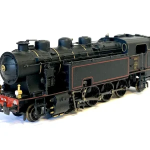 *SOLDES* - LOCOMOTIVE A VAPEUR 141 TA 490 SNCF BOURGES NOIRE A FILET ROUGE Expédition Rapide