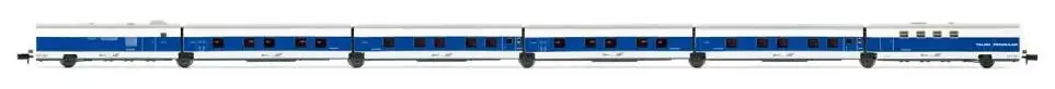 *SOLDES* - COFFRET DE 6 ELEMENTS TALGO FRANCISCO DE GOYA (PARIS-MADRID) VOITURES VOYAGEURS RENFE/SNCF - LIVREE BLEU/BLANCHE Dernière Chance