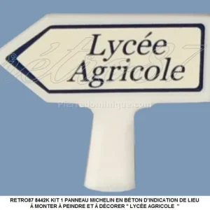 *SOLDES* - KIT 1 PANNEAU MICHELIN EN BÉTON D‘INDICATION DE LIEU Ã MONTER Ã PEINDRE ET Ã DÉCORER quot; LYCÉE AGRICOLE quot; Dernier Modèle