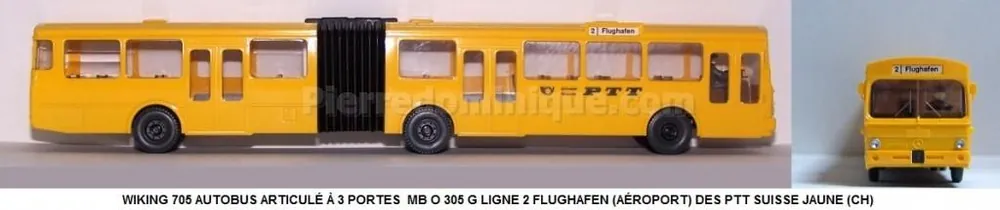 *SOLDES* - AUTOBUS ARTICULÉ A 3 PORTES MB O 305 G LIGNE 2 FLUGHAFEN (AÉROPORT) DES PTT SUISSE JAUNE (CH) Petit Prix