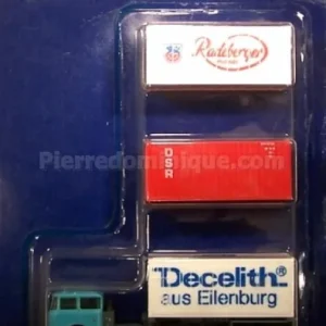 TRACTEUR SKODA AVEC SEMI REMORQUE PORTE CONTAINER 20 PIEDS ‘‘DECELITH‘‘ ET 2 CONTAINERS ‘‘DSR & RADEBERGES‘‘ Acheter En Ligne