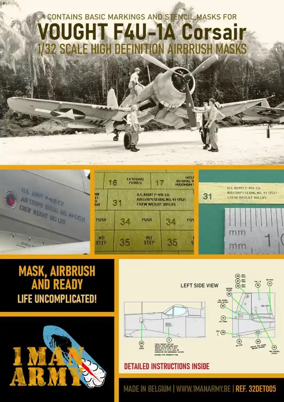 1 Man Army 32DET005 Vought F4U-1A Corsair Meilleur Prix