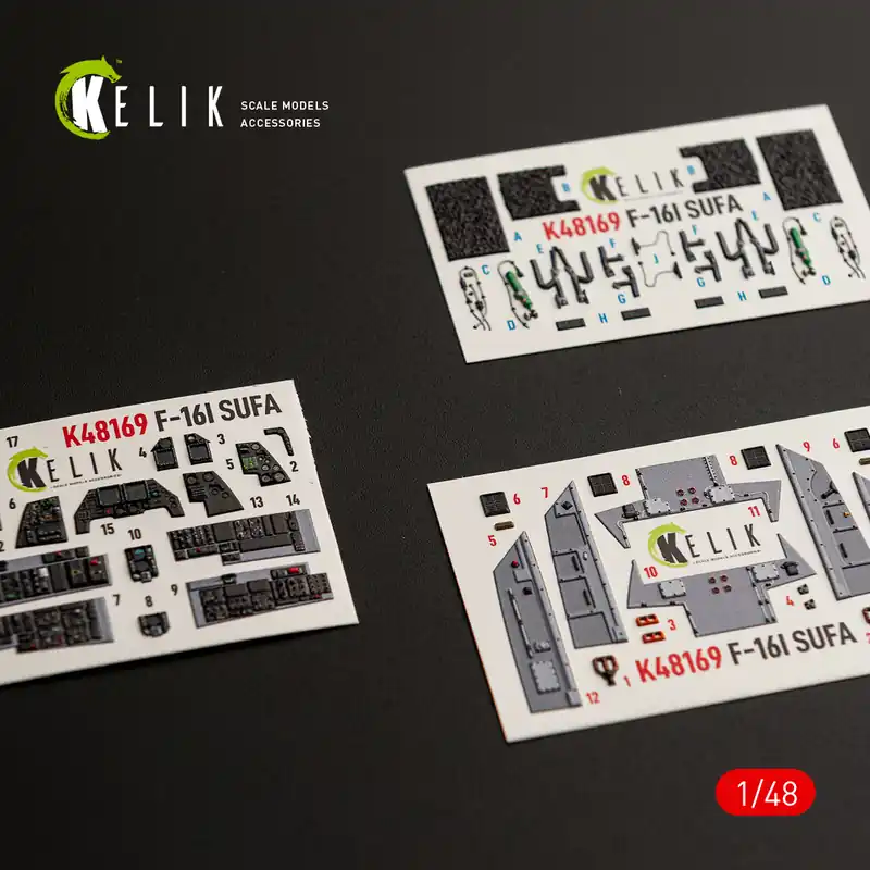 KELIK K48169 Lockheed Martin F-16I SUFA - Interior 3D-Decals (for GWH Kits) Nouvel Arrivage