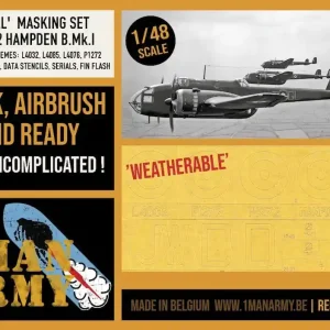 1 Man Army 48KIT007 Handley Page HP.52 Hampden B. Mk.I - Full Masking Set (for ICM Kits) Affaire À Saisir