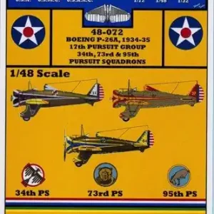 Yellow Wings 48072 Boeing P-26A Peashooter (1934-35) - 17th Pursuit Group 34th, 73rd and 95th Pursuit Squadrons Bon Marché