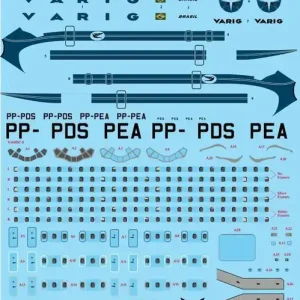 26 Decals X14410 Douglas DC-8-32 -Varig Brasil laser decal with screen print details Offre Limitée