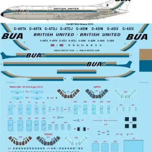 26 Decals 44687 Vickers VC-10 - BUA British United Laser Decal with Screen Print Details Offre Du Jour