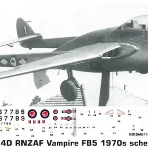 Old models Decals 1184D de Havilland Vampire FB5 - RNZAF 1970s Scheme Réduction