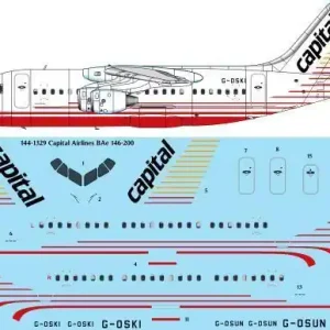 26 Decals 441329 BAe 146-200 - Capital Airlines Laser Decal (for Revell Kits) Petit Prix