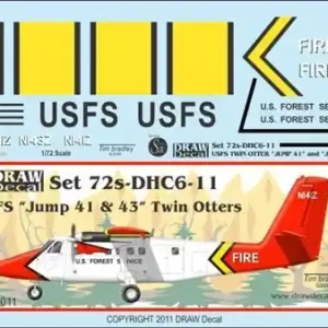 Nouvelle Collection Draw Decal 72-DHC6-11 DHC-6 Twin Otter - US Forest Service "Jump 41" and "Jump 43"