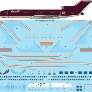 26 Decals BN14412 Braniff Ultra Burgundy Boeing 727-227 - Screen printed decal Paiement Sécurisé