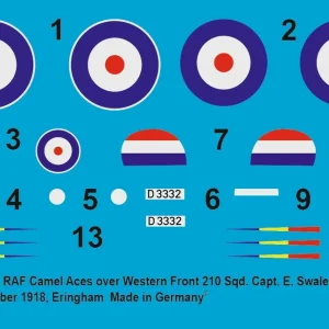 Peddinghaus-Decals 3834 Sopwith Camel RAF Capt. E. Swale No Sqd 210, Western Front, September 1918 Eringham Meilleur Prix